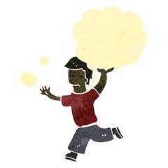 retro cartoon man running with cloud
