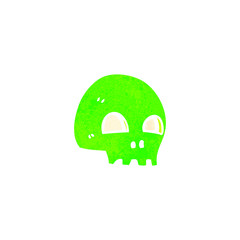 retro cartoon glowing green skull symbol