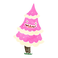 retro cartoon pink christmas tree