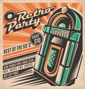 Retro party invitation design