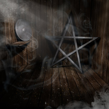 Pentagramm Scheibe Raum Bretter