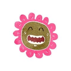 retro cartoon flower with face