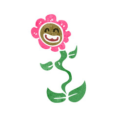 retro cartoon flower with face