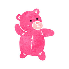 retro cartoon pink teddy bear