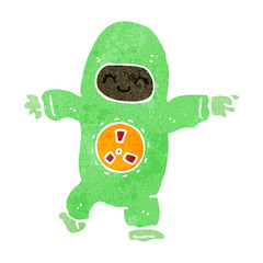 retro cartoon man in protective suit