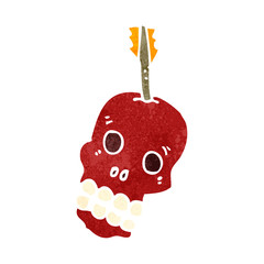 retro cartoon skull with arrow