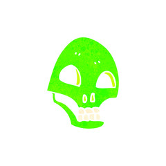 retro cartoon glowing green skull