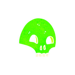 retro cartoon glowing green skull