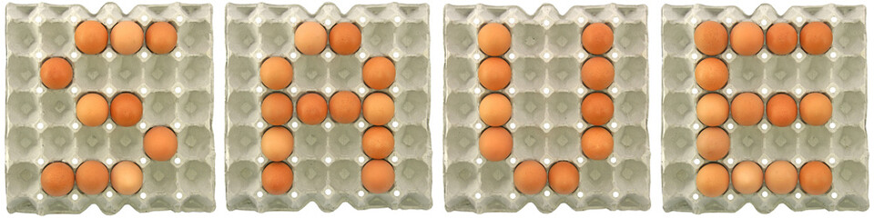 SAVE word from eggs in paper tray