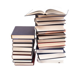 Pile of books isolated on white background