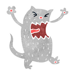 retro cartoon angry cat