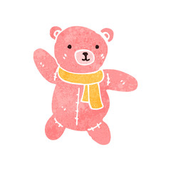 Fototapeta premium retro cartoon cute pink teddy bear
