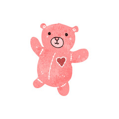retro cartoon cute pink teddy bear
