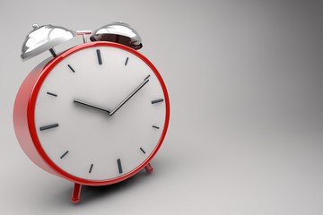 Clock/Red 3d Clock With Little Bells in Perspective