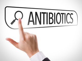 Antibiotics written in search bar on virtual screen