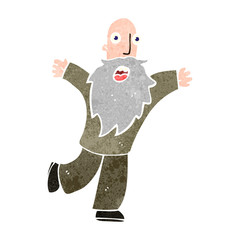 retro cartoon frightened old man