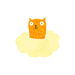 retro cartoon cat on cloud