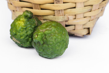 kaffir lime on white background