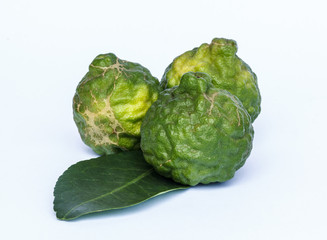 kaffir lime on white background