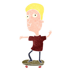 retro cartoon boy on skateboard