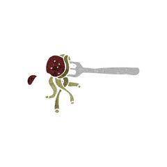 retro cartoon spaghetti on fork
