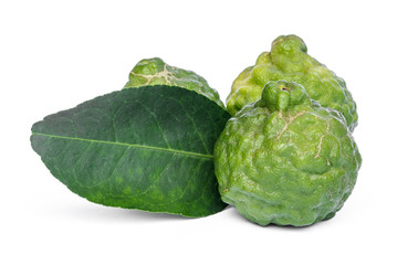kaffir lime on white background