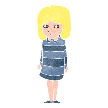 retro cartoon suspicious blond girl