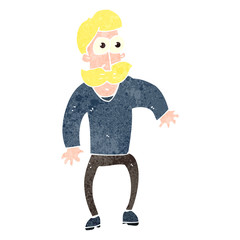 retro cartoon shocked mustache man