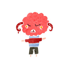 retro cartoon angry little cloud creature