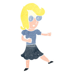 retro cartoon girl wearing spectacles