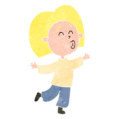 retro cartoon happy blond boy