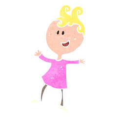 retro cartoon happy blond girl