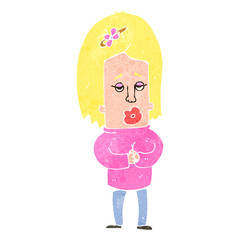 retro cartoon nervous woman