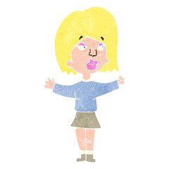 retro cartoon woman choosing