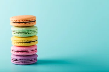 Gordijnen Five colorful french macaron © Andrey Cherkasov