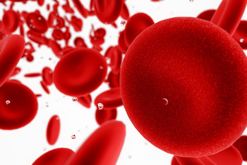 streaming blood cells isolated on white