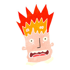 retro cartoon man with exploding head
