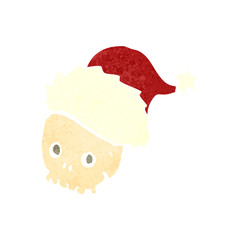 retro cartoon skull with christmas hat