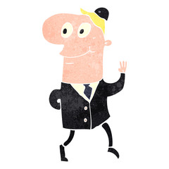 retro cartoon waving businessman