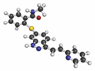 Axitinib cancer drug molecule. 