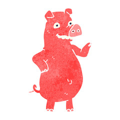 retro cartoon pig