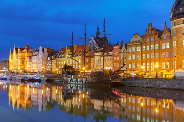 Naklejka na ściany i meble Old Town and Motlawa River in Gdansk, Poland