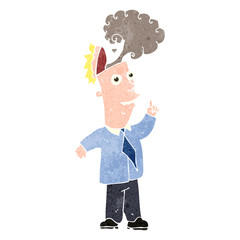 retro cartoon man with steaming brain