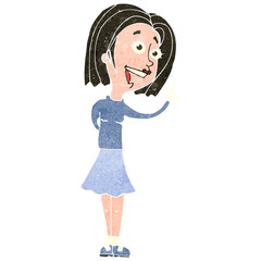 retro cartoon girl with idea