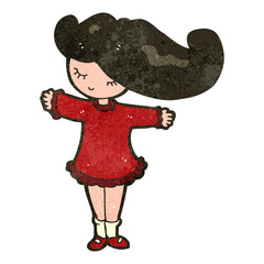 retro cartoon happy girl