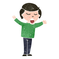 retro cartoon singing boy