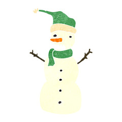 retro cartoon snowman