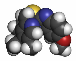 Esomeprazole peptic ulcer drug molecule (proton pump inhibitor).