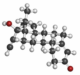 Gestodene progestogen hormonal contraceptive drug molecule. 