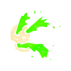 retro cartoon gross slime spurting skull